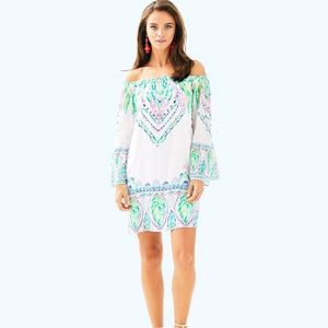 Lilly Pulitzer Nevie Off Shoulder Dress XS Blue